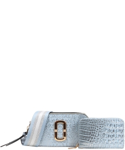 Croc Mini Crossbody Bag With Wallet Set GX-1026A LIGHT BLUE